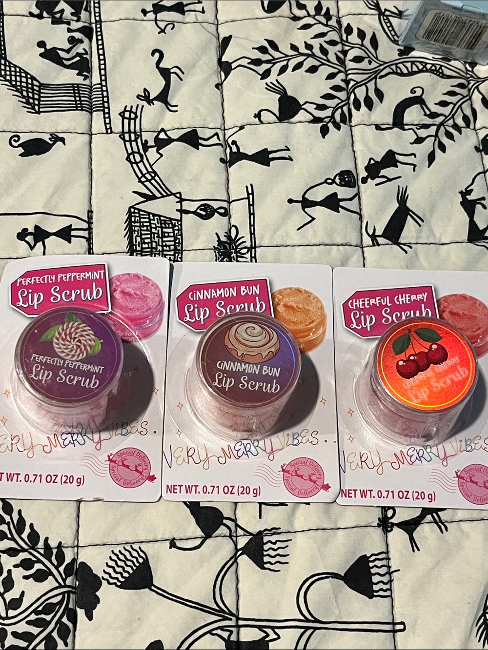 Very Merry Vibes Lip Scrub Trio — Peppermint, Cinnamon Bun, Cheerful Cherry